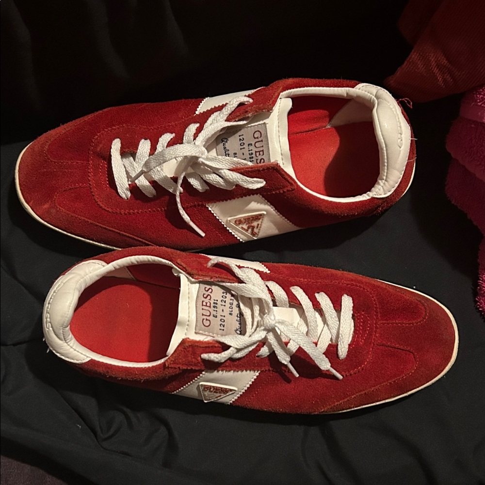 Guess Red and White Casual Sneakers